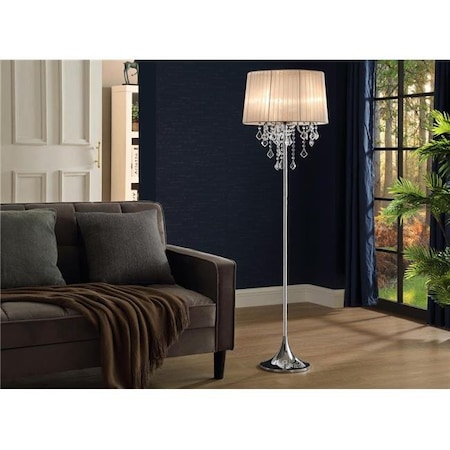 Myco Furniture Myco Furniture NT944 17 x 17 x 59 in. Natalia Floor Lamp; Nickel & White NT944